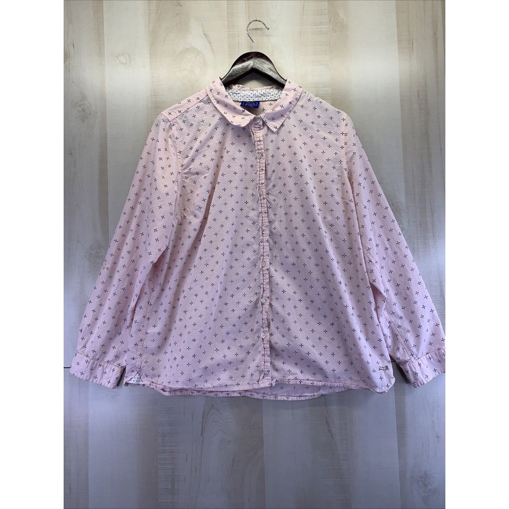 Le Tiger Womens Roll Tab Button Up Pink Shirt Size XL-6375